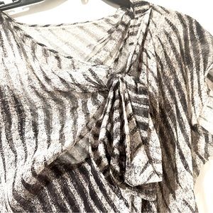 MaxMara Studio 🇮🇹 Designer Brown printed silk blouse Tub Jersey Top Size Large